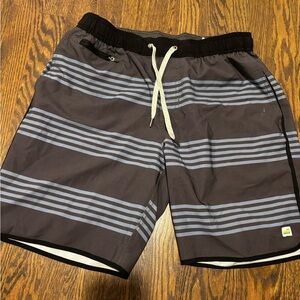 Vuori Black and Gray Striped Athletic Shorts